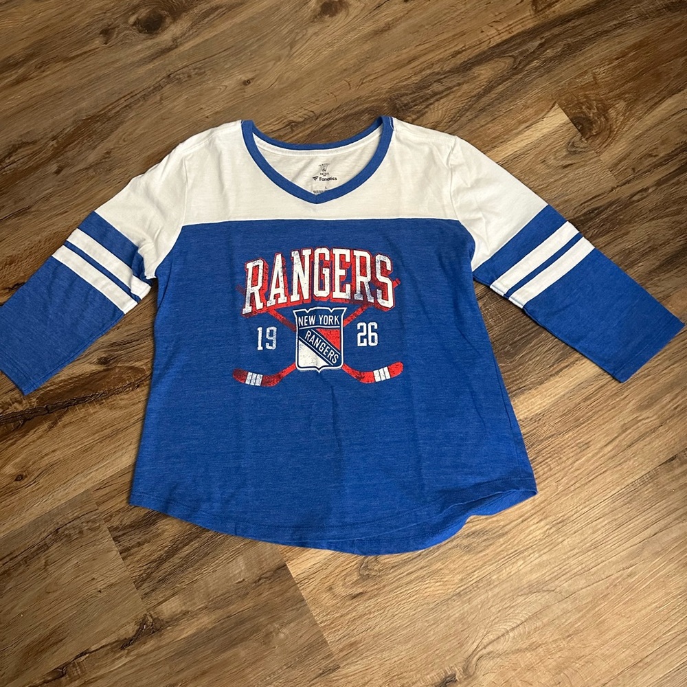 Fanatics Blue and White Rangers Long Sleeve Tee